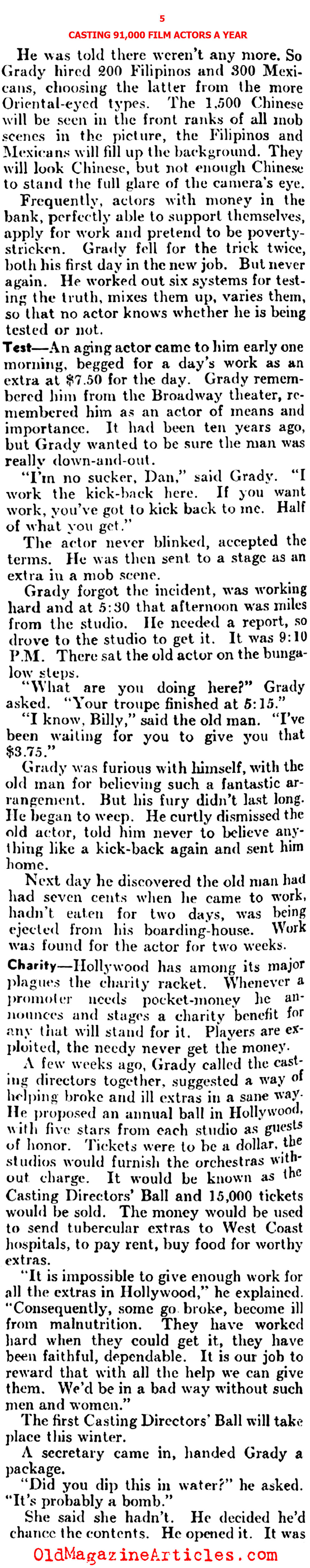 M.G.M. Casting Director Billy Grady Tells All (Literary Digest, 1936)